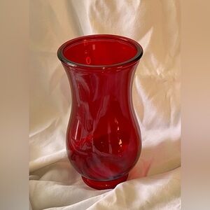Ruby Red 9” Vase Geometric Festive Holiday Glass Ornamental Bold Cheerful Decor